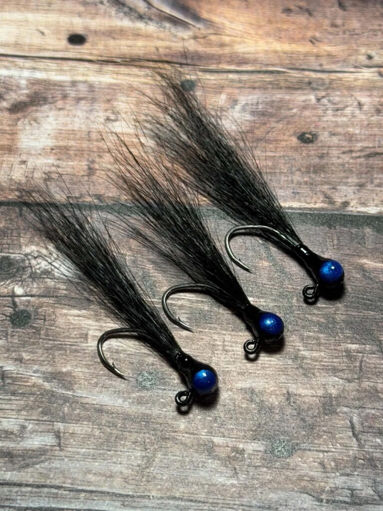 Black & Chartreuse Marabou Jigs — 5-Pack, 1/16 oz